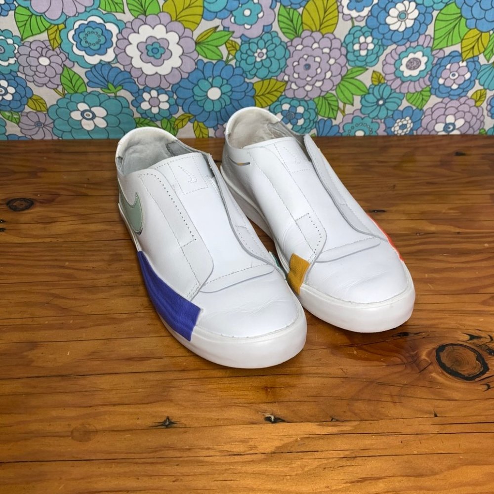 Nike Blazer White/Multi Low Kickdown Slip on Sneakers Size:9